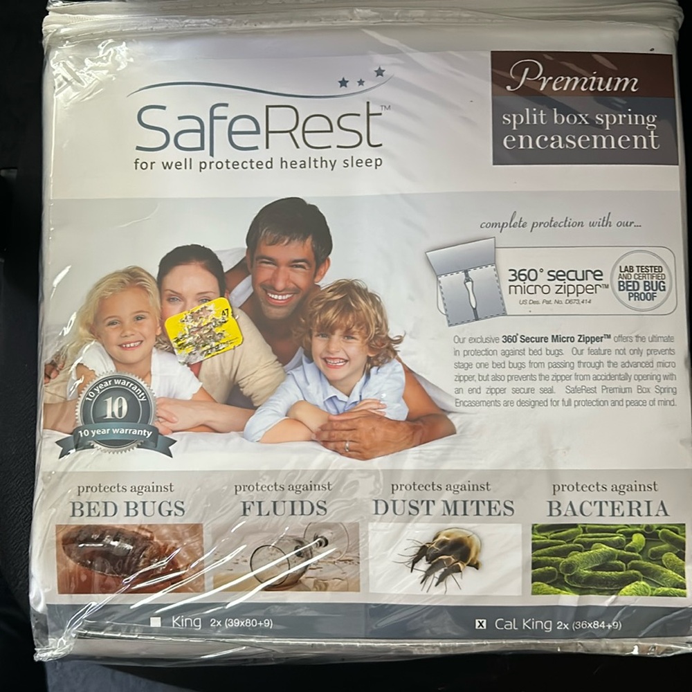 NWT safest premium mattress cover split box spring encasement
